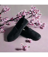 Dearforms Rachel Velvet Slippers Large 9-10 Black Soft Comfort House Shoes - $356.03 MXN