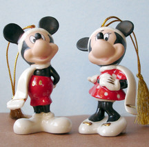 Lenox Disney Mickey &amp; Minnie Mouse Winter Ornaments 2 PC. Set Undated New - £62.82 GBP