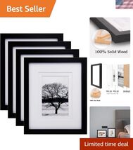 8x10 Picture Frames 4 PCS, Made of Solid Wood Display 4x6 and 5x7 with M... - $38.15