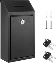 Metal Donation Box Collection Box Safe Suggestion Box with Lock Wall Mou... - $67.59 CAD