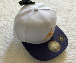 Jordan Boy’s Youth Retro13 Snapback Hat Flat Brim Purple/White - $20.78