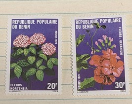 Stamp Benin Floral 1979 #423 425 MNH Geranium Hortensia - $0.98