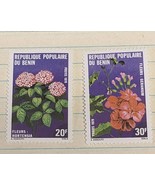 Stamp Benin Floral 1979 #423 425 MNH Geranium Hortensia - $18.57 MXN