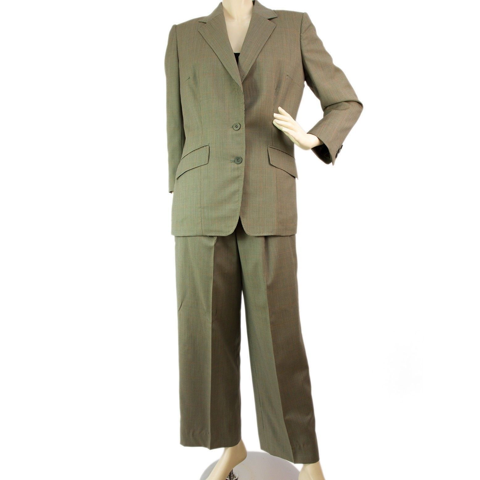 Tailor Made khaki Green Checked Jacket Blazer Pants Trousers Suit - $201.51