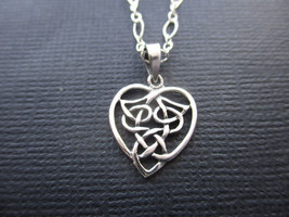 NEW Sterling Silver Celtic Knot Filigree Charm Heart Pendant Necklace, SS Chain - £19.07 GBP