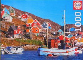 Educa Nordic Houses 1000 pc Used Jigsaw Puzzle Glue Included - $5.93