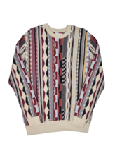 Pacsun Sweater Mens M Striped Multicolor 3D Knit Crewneck Coogi Style - $31.78