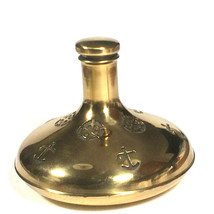 Nautical decanter pierced brass over glass barware mancave gift Vintage - £65.60 GBP