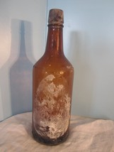 Vintage  10&quot;  BROWN 4/5 QT   Glass Bottle W/ CORK - $27.00