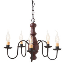 Country Chandelier 5 Candelabra Wood &amp; Metal Ceiling Light Americana Red - £291.82 GBP