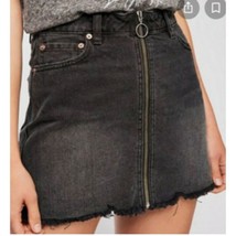 Free People Zip Front Black Denim Skirt Size 27 - £19.43 GBP