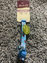 Whisker City Fashion Breakaway Kitten Collar Light Blue Cherries W/ Bell 6-9” - £5.69 GBP