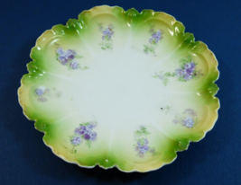 Antique Bavaria style Porcelain Decorative small dish white green blue f... - $14.85