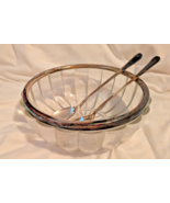 Vintage English Scallop Glass Bowl w/Silverplated Rim + Silverplated Ser... - $35.64