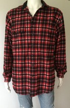 POLO by RALPH LAUREN Men&#39;s Red Plaid Elbow Patch Flannel Shirt (Size LT) - £39.34 GBP