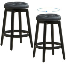 360?° Swivel Upholstered Rubberwood Frame Bar Stool Set of 2 with Footre... - $2,886.63 MXN