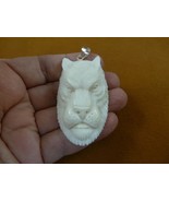 (j-panther-5-1) white Panther wild Cat PENDANT face water buffalo material - $763.88 MXN