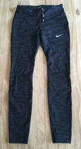 Nike Running Leggings Womens Small Black Stripe Dri-Fit Compression Mesh... - £33.03 GBP