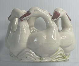 VintageGeese Swan Planter Off White Pottery Planter Hand Painted Japan - £15.49 GBP