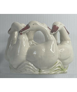 VintageGeese Swan Planter Off White Pottery Planter Hand Painted Japan - £14.77 GBP