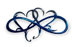 Dual Infinity Hearts - Metal Wall Art - Blue Tinged 25" x 15" - $68.39