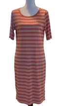 LuLaRoe Carley Womens  Shift Dress Size L Orange Striped - $14.69