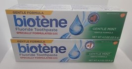 2x Biotene GENTLE MINT Gentle Formula Fluoride Toothpaste, 4.3 oz, EXP 08.2025