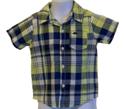 Carters Boys Plaid Dress Shirt Toddler Size 18M Short Sleeve Blue Turtle - £7.05 GBP