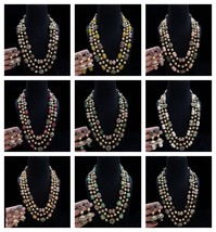 Joharibazar Antique 3 Lyr Gold Plated Long Kundan Beads Necklace Jewelry Set - £61.94 GBP