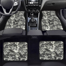 4PCS JDM Sakura Black Wave Fabric Floor Mats Interior Carpets Universal - £31.46 GBP