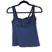 Lands End Chlorine Resist Square Neck Underwire Tankini Swimsuit Top Navy Blue 2 - £15.16 GBP