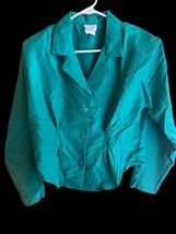 VTG 80s Women’s South Coast Crop Long Sleeve Blouse Dress Shirt Medium G... - $21.23