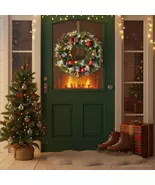 LED Christmas Wreath – 40cm Pinecone &amp; Red Berry Door Garland - $40.99