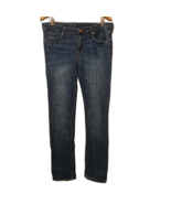 H&amp;M Womens Straight Leg Jeans Blue Stretch Whiskered Medium Wash Mid Ris... - £9.28 GBP