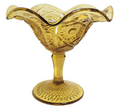 Indiana Amber Depression Glass Goblet Dessert Dish Compote Heavy Gold - £22.34 GBP