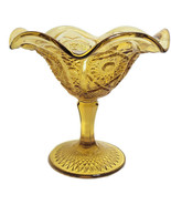 Indiana Amber Depression Glass Goblet Dessert Dish Compote Heavy Gold - £21.93 GBP