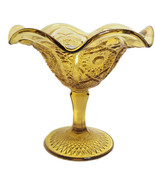 Indiana Amber Depression Glass Goblet Dessert Dish Compote Heavy Gold - $27.95