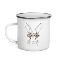 Funny Easter Day Mug - Bunny Face With Cute Easter Rabbit Floral Enamel Mug - Co - £16.40 GBP