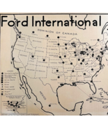 1936 Ford International Map Of Plants &amp; Industries  Mill &amp; Factory Auto ... - $29.99