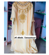 Wedding Ramadan Dubai Peach Special Kaftan Girls Moroccan Kids Georgette Dress - £48.25 GBP