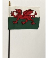 New Wales Mini Desk Flag - Black Wood Stick Gold Top 4” X 6” - $6.78 CAD