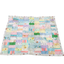 Vintage Baby Infant Security Blanket Patchwork Handmade Mixed Patterns 21&quot; X 27&quot; - £29.61 GBP