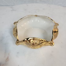 VINTAGE Dixon Art Studios Dish 22 Kt Weeping Gold Scalloped Mid Century Bowl USA - £17.16 GBP