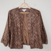 Dress Barn | Brown Faux Suede Open Front Blazer, womens size large - £13.92 GBP