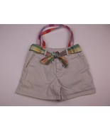 HANDMADE UPCYCLED KHAKI SHORTS KIDS PURSE 14 X 10 IN TOTE POCKETS BOW BU... - $4.99