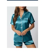 Silk Satin Pajama Set for Women 2 Piece Lounge Pjs Shorts - $33.77 CAD