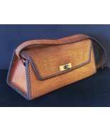 Western Leather Satchel Brown Cowboy Trapezoid Purse Handmade Tooled Vin... - $38.38