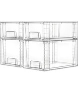 Vtopmart 4 Pack Clear Stackable Storage Drawers,Easy To Assemble Bathroom - €43,67 EUR