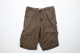 Buckle BKE Mens Size 29 Thrashed Linen Weave Striped Summer Shorts Brown - $24.70
