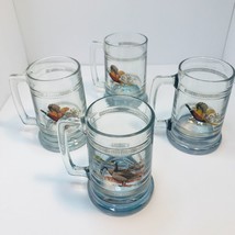 Set of 4 Vintage Beer Mugs Princess House Glass Colonial Pheasant Geese ... - £34.95 GBP